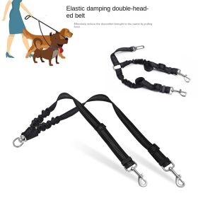 Dog Double Leashes - No Tangle Dog Leash Coupler; Comfortable Shock Absorbing Reflective Bungee Lead for Nighttime Safety (Colour: grey)